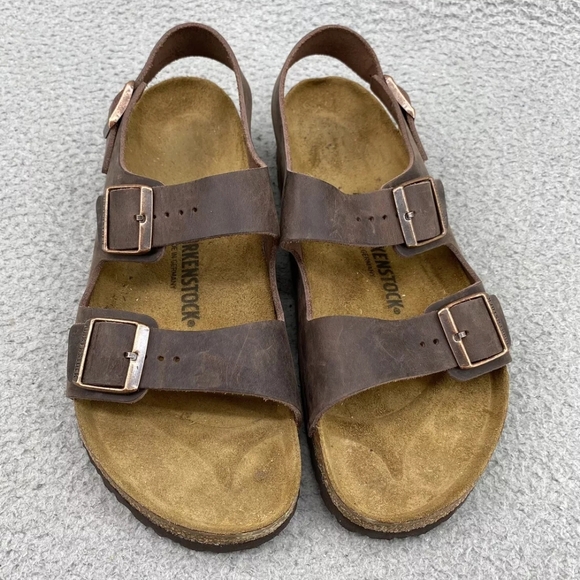 Birkenstock Milano Habana Unisex Brown Oiled Leather Sandals Sz EUR 38, W7 /M5🌴 - Picture 1 of 9